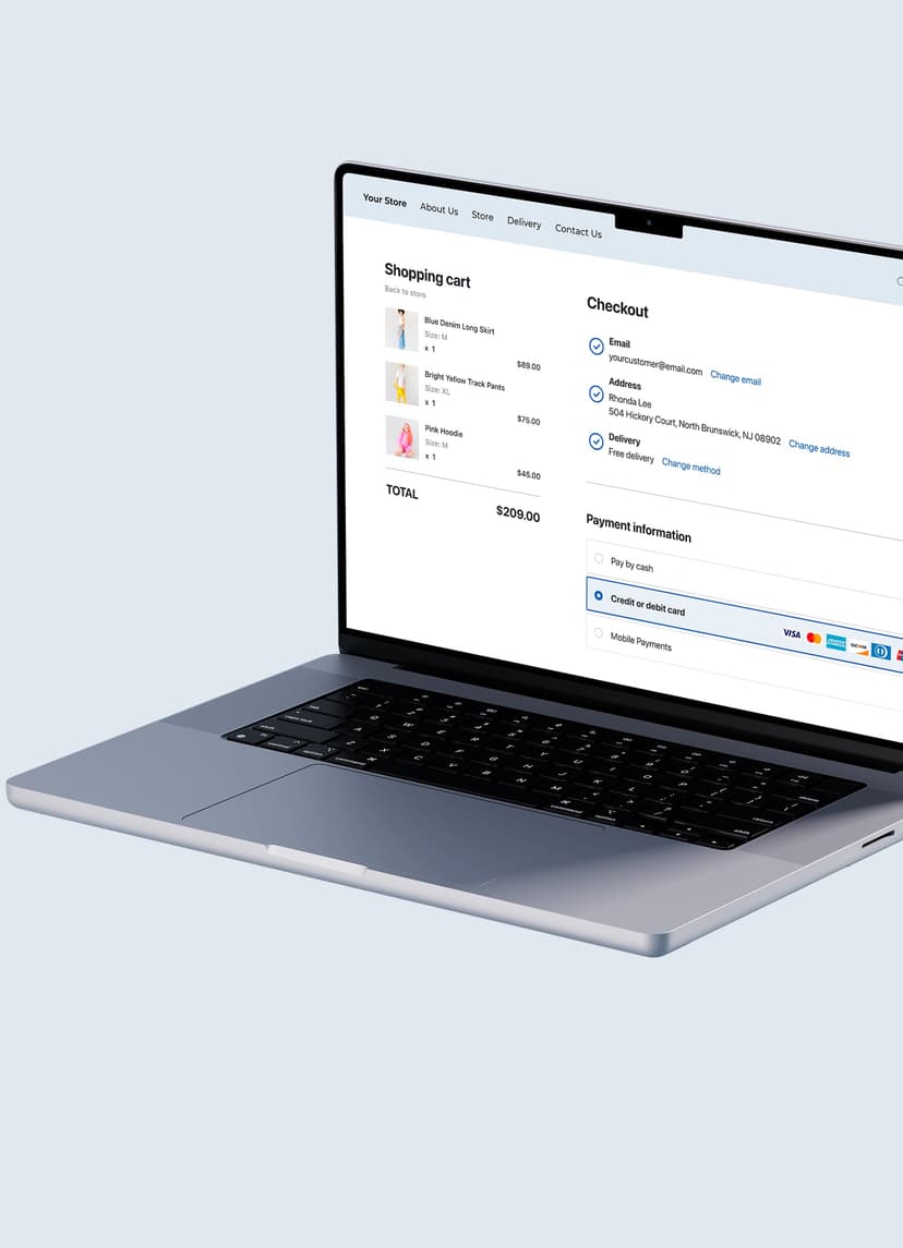 Laptop showing checkout page